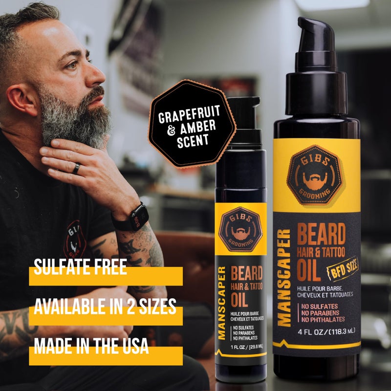 GIBS GROOMING Beard, Hair & Tattoo Oil, Manscaper YELLOW,BLACK, (51701) , 1 Fl Oz (Pack of 1) - Image 5